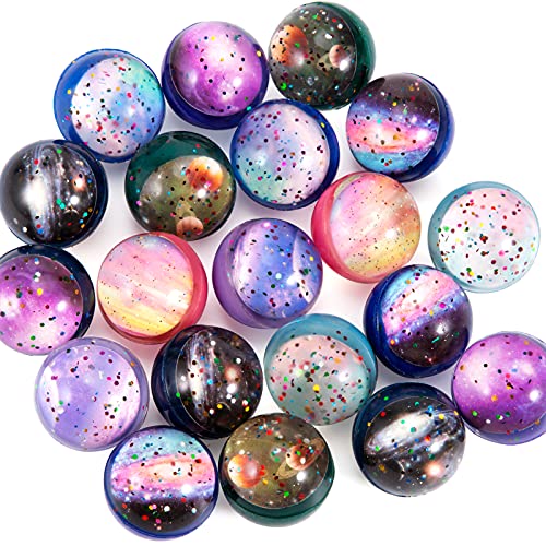 Pllieay 20PCS Space Bouncy Balls Bulk 32mm Space Theme Bouncy Balls for Kids Party Favors, Gift Bag Fillers, Xmas Pinata Stuffers, Classroom Prizes and Pet Toys - 20 - Space Bouncy Balls