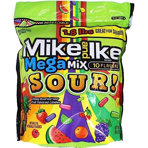 Mike and Ike, Mega Mix Sour, 28.8 Ounce - Sour - 28.8 ounce (Pack of 1)