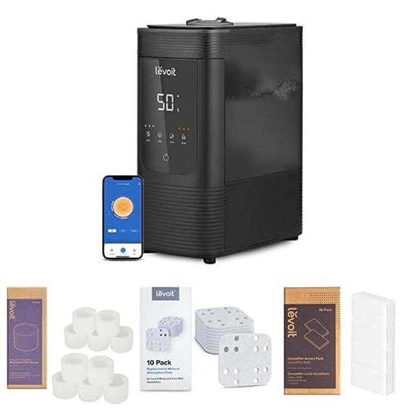 LEVOIT Humidifiers + 10-Pack Top Fill Humidifier Replacement Filters + 10-Pack Mineral Absorption Pads + 16-Pack Aroma Pads