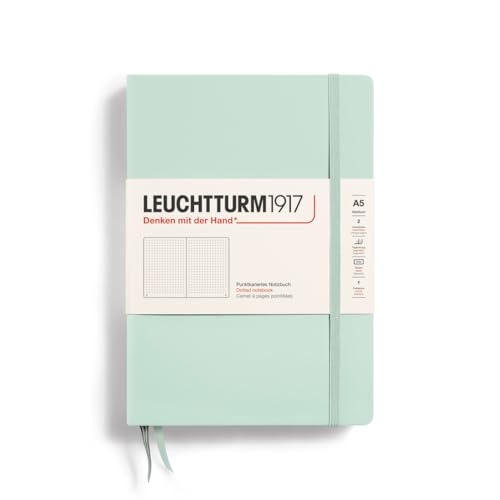 LEUCHTTURM1917 - Notebook Hardcover Medium A5-251 Numbered Pages for Writing and Journaling (Dotted Paper, Mint Green) - Dotted - Mint Green