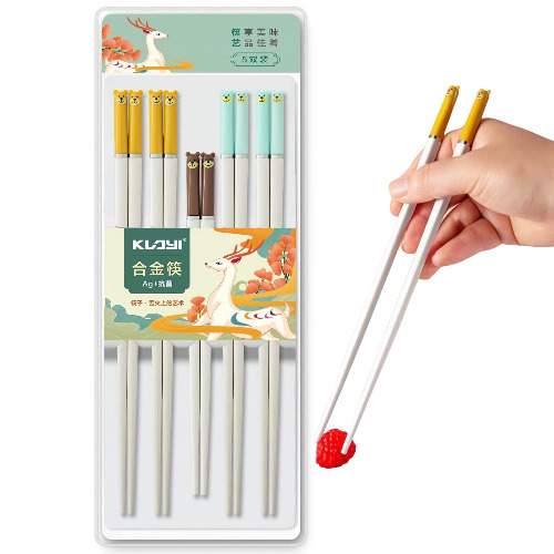 5 Pairs Cute Fiberglass Chopsticks Gift Set (bear)