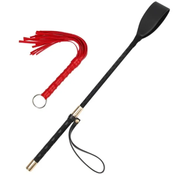 Horse Whips Set, CoiTek Equestrian Horse Riding Crop Jump Bat Non-Slip Handle with Red Horse Crop Whip for Horse Training Play