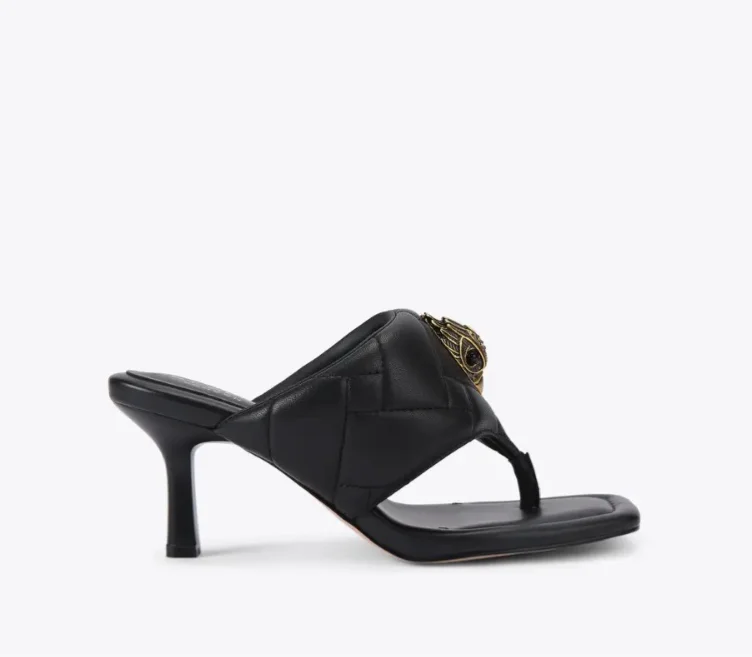 PUFF THONG HEEL 85 Black Quilted Heeled Sandal by KURT GEIGER LONDON