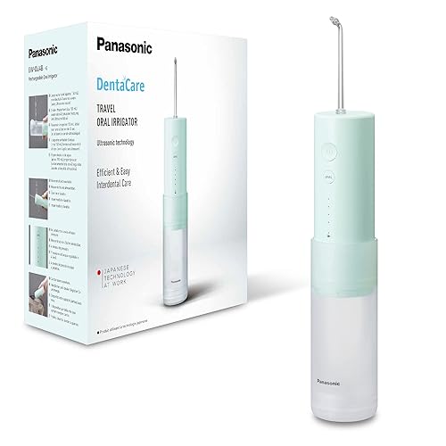 Panasonic EW-DJ4B-G Reise-Munddusche, Wiederaufladbare mit Ultraschalltechnologie, 150 ml Wassertank, Schnelles Aufladen in 1 Stunde - Mintgrün-weiß