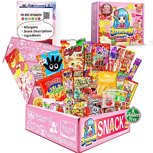 SHOGUN CANDY Jpanese snacks & Japanese candy, popular DAGASHI assortment set, Japanese snack box, Japanese sweets, (HIME BOX (gluten free))