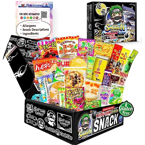 SHOGUN CANDY Ninja Box Japanese Snack Box Full of Gluten Free dagashi. 30 Snacks and Candy from Japan. A Variety Mix Perfect for a Gift idea.