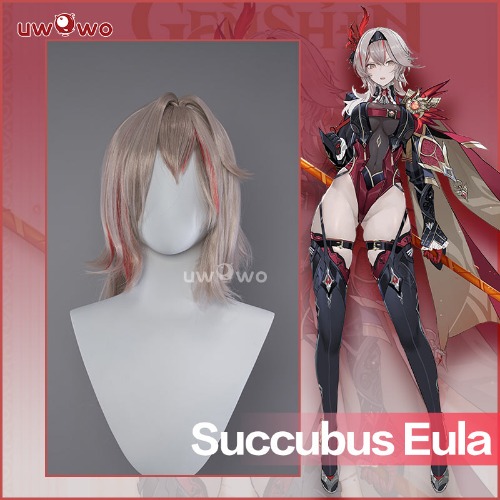 Uwowo Genshin Impact Fanart Eula Alter Pyro Cosplay Wig Middle Brown Hair