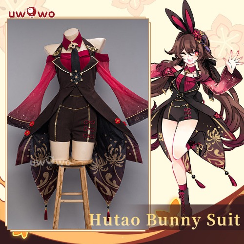 【In Stock】Exclusive Uwowo Genshin Impact Fanart Hutao Bunny Suit Cute Cosplay Costume - 【In Stock】M