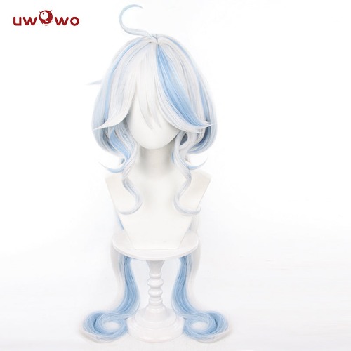 【Pre-sale】Uwowo Genshin Impact Furina Focalors Cospaly Wig Light Blue And Silver Hair Two Styles - 【In Stock】Long Hair (one-piece)