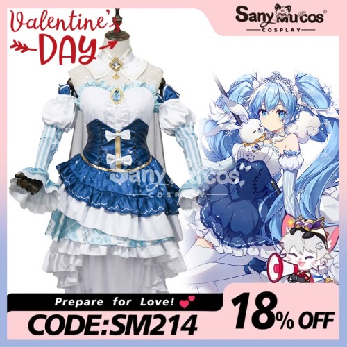 【In Stock】Vocaloid Hatsune Miku Cosplay Snow Miku 2019 Cosplay Costume - M