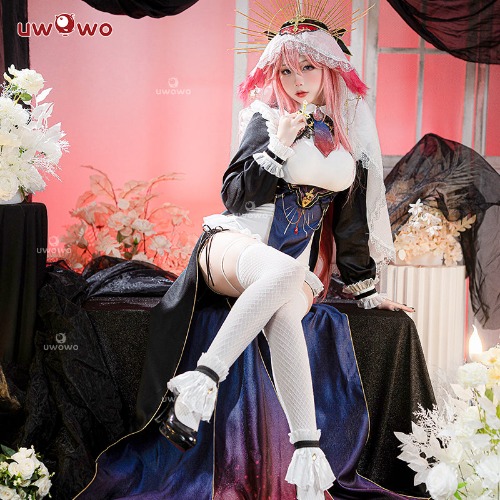 【In Stock】Uwowo Genshin Impact Fanart Yae Miko Nun Gown Dress Halloween Cosplay Costume - 【In Stock】M