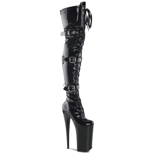 Pleaser Damen Synthetic Beyond Stiefel - 40 EU Black Str Pat Black