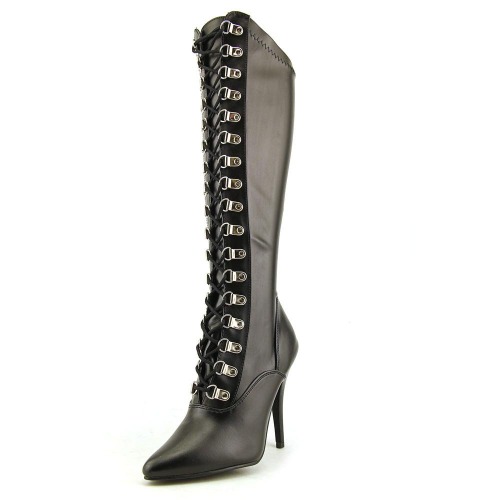 Pleaser SEDUCE-3010 Damen Langschaft Stiefel - 38 EU Schwarz Blk Pat