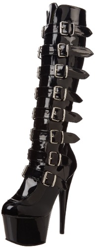 Pleaser Damen Adore-2043 Stiefel - 41 EU Schwarzer Lack