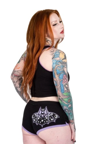 Cosmic Bat Purple Trim Short Shorts | 3XL