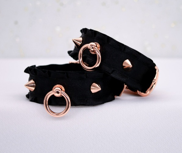 Black O-Ring BDSM Cuffs in Rose Gold | Default Title