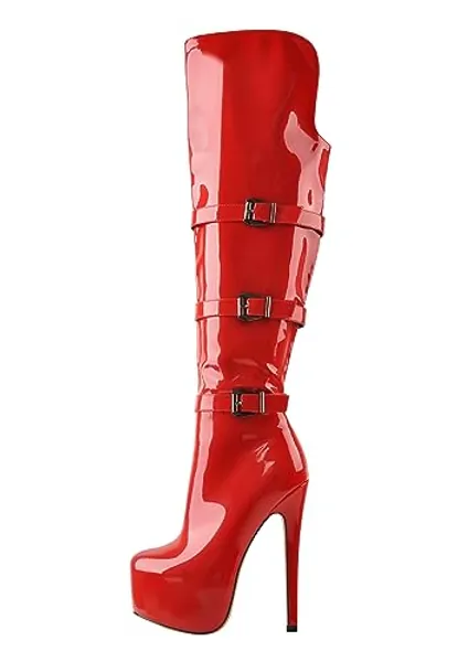 Richealnana Women's Platform Lace Up Side Zipper Over the Knee High Boots