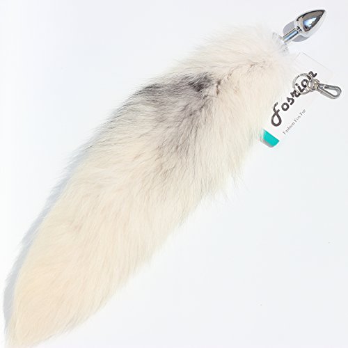 Fosrion Versatile Tail Stainless Steel Fox Tail: Sensual Anal Plug & Stylish Keychain (Small Plug, White)  - Small Plug - White