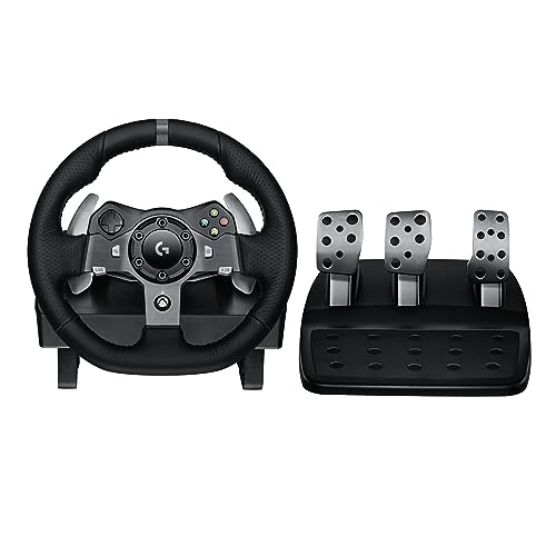Logitech G920 Driving Force Racing Wheel and Floor Pedals, Real Force Feedback, Stainless Steel Paddle Shifters, Leather Steering Wheel Cover for Xbox Series X|S, Xbox One, PC, Mac - Black - Xbox/PC - Wheel