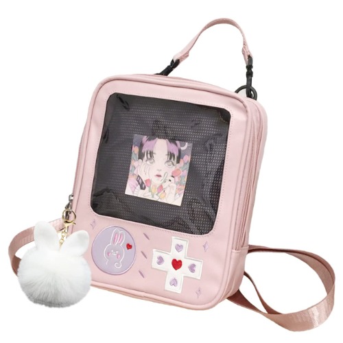 Eien Kaliforua Ita Bag Cute Game Console Design Ita Bag Ladies 3 Way Ita Bag New Cartoon Kawaii Backpack - Pink F