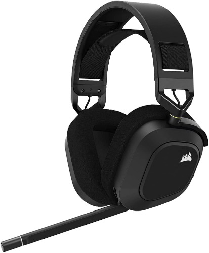 CORSAIR HS80 RGB Wireless Premium Gaming Headset with Dolby Atmos Audio (Low-Latency, Omni-Directional Microphone, 60ft Range, Up to 20 Hours Battery Life, PS5/PS4 Wireless Compatibility) Carbon - Black