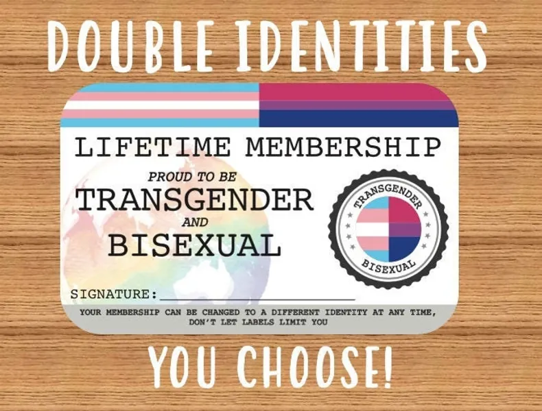 Double Identity LGBTQIA+ Lifetime Membership Card - Gay Pride Card - LGBT Identity Card -  perfect rainbow community gift