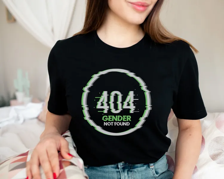 Agender shirt; Funny subtle agender pride tshirt; 404 Gender not found error tee; Genderless pride outfit; Neutrois discreet LGBTQ gift idea