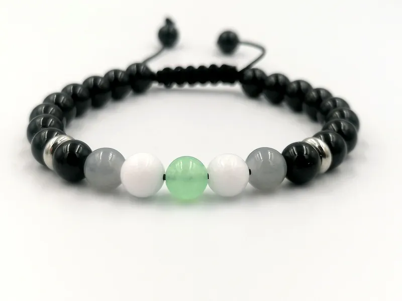 Agender Pride Bracelet, Agender Flag Gemstone Bracelet, LGBTQ+ Couple Matching Jewelry, Agender Flag Pride Jewelry Gift