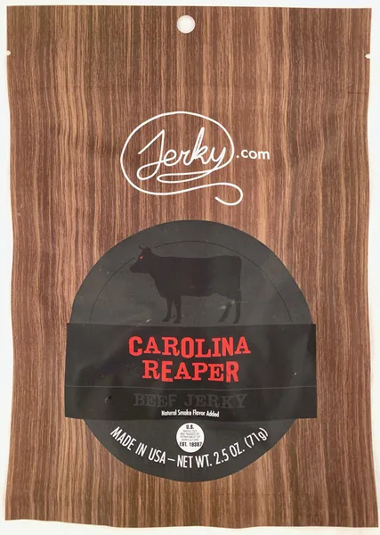 Jerky.com's Carolina Reaper Beef Jerky, Hottest Jerky in the World, 12g of Protein, All-Natural Keto Diet Snack, No Added Preservatives, 2.5 oz. Bag - Carolina Reaper 3 Ounce (Pack of 1)