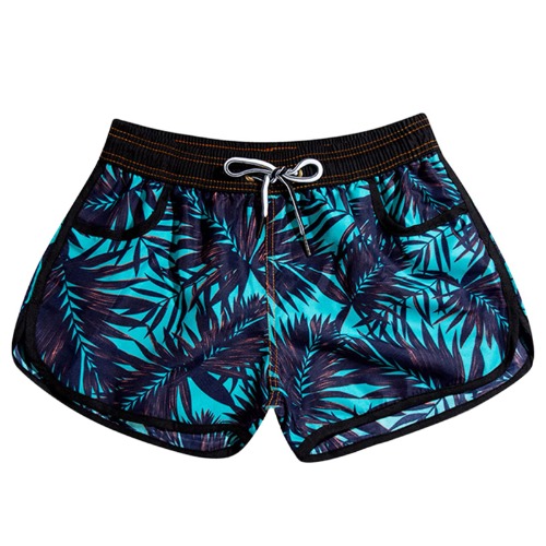 Rortyno Women's Swim Shorts, Swim Shorts, Swimwear, Shorts, Sports, Beach Pants, Stylish, Women's, Board Shorts, Botanical Pattern, Amphibious, Surfing, All-Over Pattern Surf Shorts - Large - navy