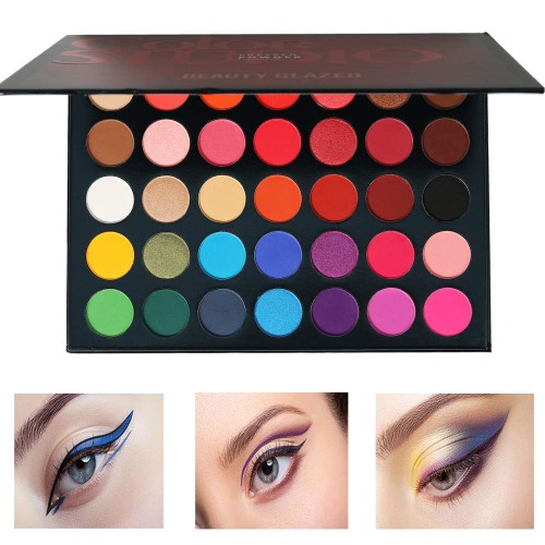 Beauty Glazed 35 Color Eyeshadow Palette, Eyeshadow Palette, Pearl/Matte, Transparent, Moisturizing Ingredients, Western Style, Portable, Easy to Use, Multicolor