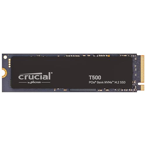 Crucial T500 1TB Gen4 NVMe M.2 Internal Gaming SSD, Up to 7300MB/s, Laptop & Desktop Compatible + 1mo Adobe CC All Apps - CT1000T500SSD8 - 1TB - T500