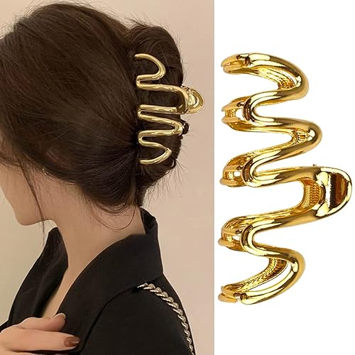 HOXIEYA Hair Claw Clips, Snake Design Metal Hair Clip, Gold, for Women Girls, Fashionable Hair Accessories, Creative Thick Hair Clips, One Size - E