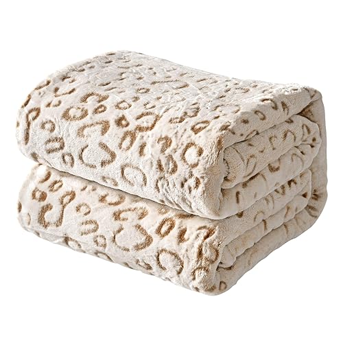 FY FIBER HOUSE Flannel Fleece Throw Blanket, Lightweight Cozy Plush Microfiber Bedspreads for Adults,60"X80",Brown Leopard - Brown Leopard - 60"X80"