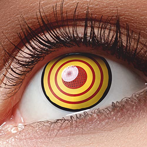 Lentilles couleur cosplay 'Makima' Chainsaw Man manga anime. Pour Halloween, fantaisie, Carnaval + étuis à lentilles de contact I 1 paire (2 pièces) I sans correction I 0,00 Dioptries MERALENS