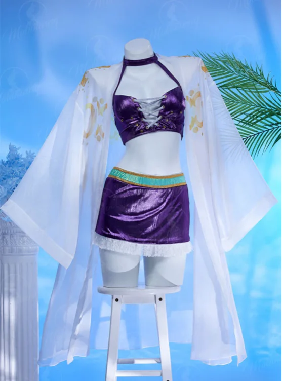 OP Robin Two-Piece Swimsuit Halter Top Skirt Bathing Suit with Chiffon Cover-up