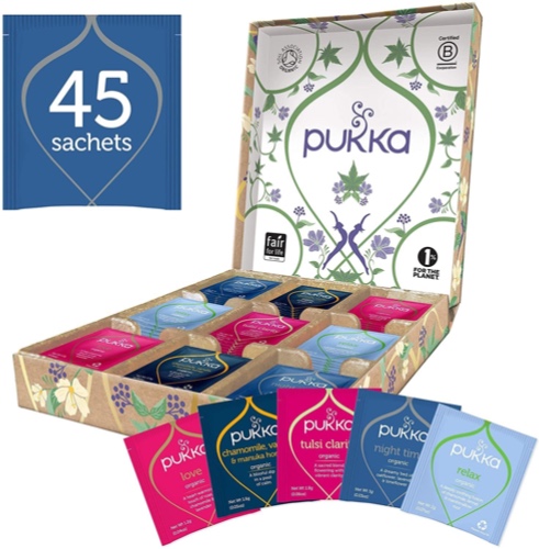 Pukka Herbs | Relax Selection Box | Selezione di tè e tisane rilassanti biologiche | Idea Regalo | 45 filtri