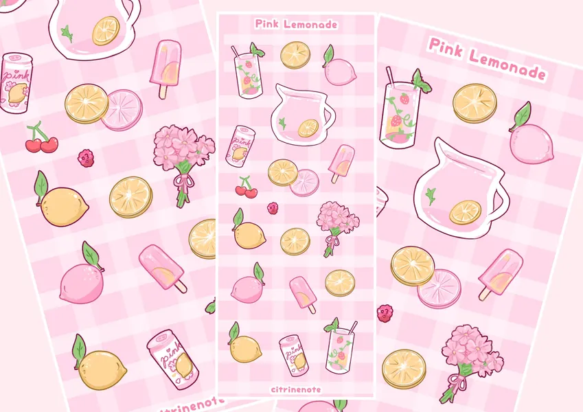 Strawberry Lemonade Sticker Sheet | Vinyl Flakes