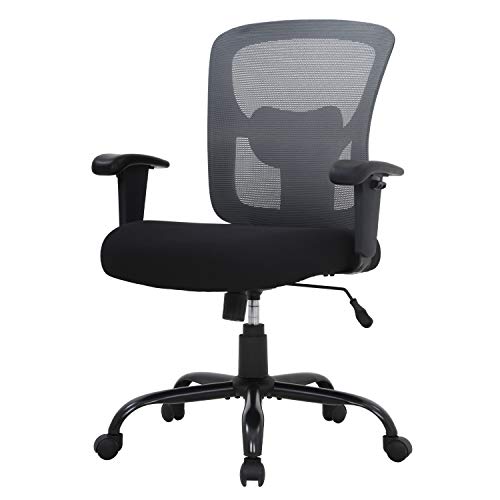 BestOffice Big and Tall Office Chair 500lbs Desk Chair Mesh Computer Chair with Lumbar Support Wide Seat Adjust Arms Rolling Swivel High Back Task Executive Ergonomic Chair for Home Office (Grey) - Grey