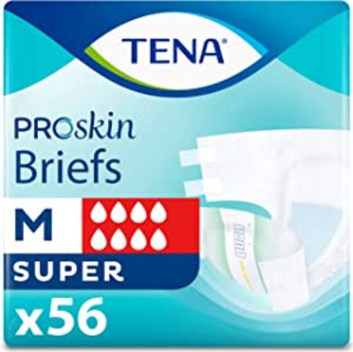 TENA Incontinence Adult Diapers, Maximum Absorbency, Disposable Briefs, ProSkin - Medium - 56 ct - Medium (Pack of 56)