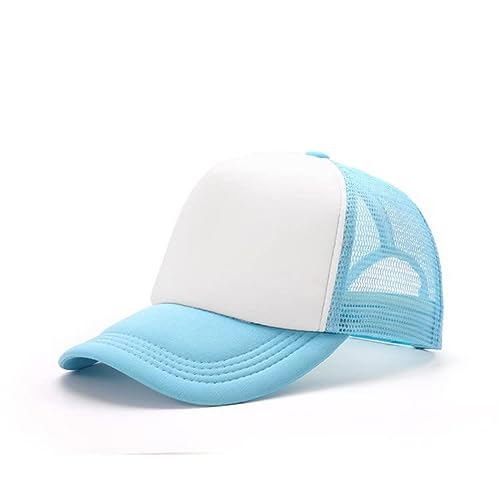 Zoxin Adjustable Snapback 5 Panel Polyester Foam Front Mesh Back Trucker Hat - 7 7/8 - Light Blue and White