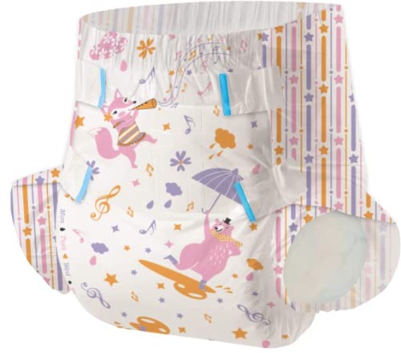 Aimisin Adult Printed Diapers,Medium-Fox and Bear, 7 Pieces for Men and Women - Leak Protection Heavy Absorbency Protection Diapers - Medium-Fox and Bear