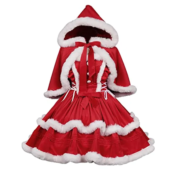 ZZEQYG Christmas Dresses for Women Solid Color Fashion Warm Halter Dress Suit with Cloak