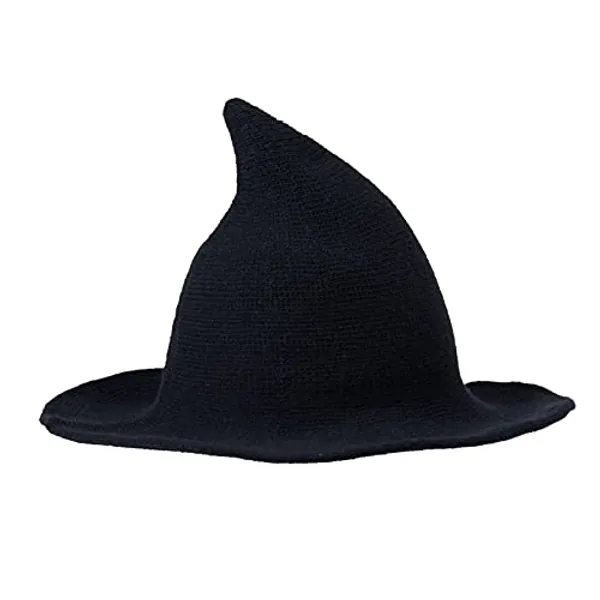 ICYANG Black Witch Hat for Woman Witches Hats Halloween Decor Wool Sharp Pointed Witch Hat for Adult Christmas Costume Party Cosplay Masquerade