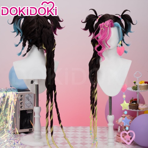 DokiDoki Game Cosplay Lovestruck Wig Long Black Blue Pink Hair Valentine's Day 2025 | Wig Only-Order Processing Time Refer to Description Page