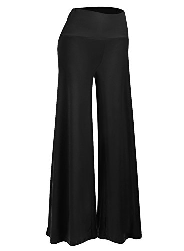 Arolina Women's Stretchy Wide Leg Palazzo Lounge Pants Casual Comfy High Waist Palazzo Pants - Black - Medium