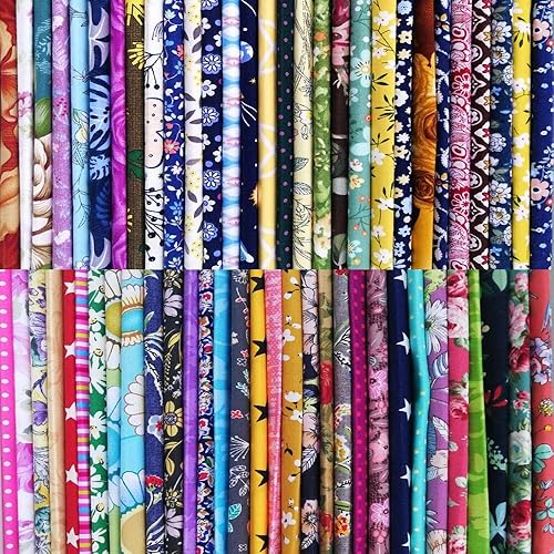 50pcs 10 x 10 inches Cotton Fabric Bundle Squares for Quilting Sewing, Precut Fabric Squares for Craft Patchwork - 12 x 12 inches