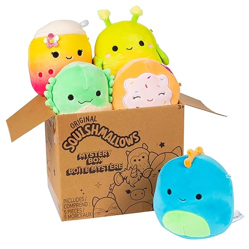 Squishmallows Original Mystery Box 5-Inch Plush 5 Pack - Official Jazwares Plush - Collectible Soft & Squishy Mini Stuffed Animal Toy - Add to Your Squad - Gift for Kids, Girls & Boys