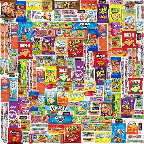Snack Box Care Package - Snacks Variety Pack Gift - Chips, Candy, Cookies, Crackers Bulk Assortment (160 Count)