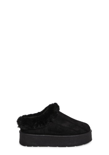 Frosty Mornings Platform Slippers | BLACK / US 6